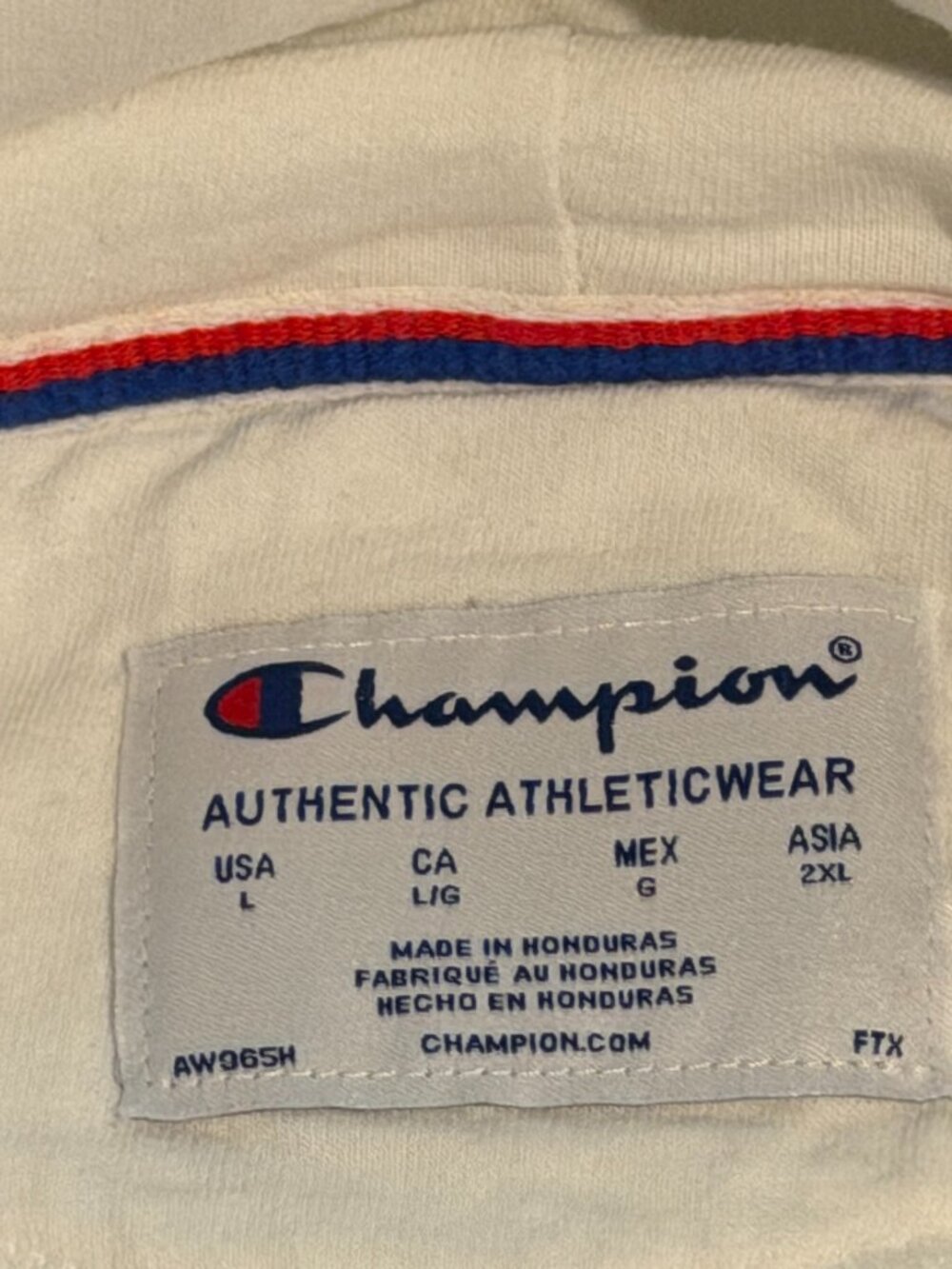 Champion Multicolor Embroidered Spellout Logo Hoodie White Size L - Picture 4 of 7
